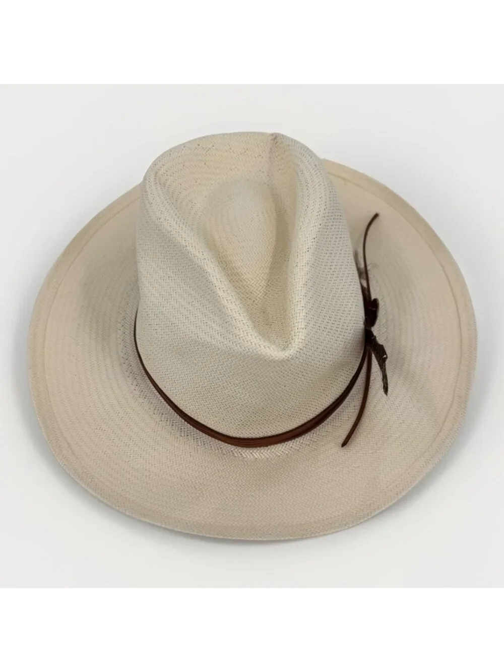 Stetson Tallahassee Shantung Straw Fedora Hat size 7 Women's NWOT